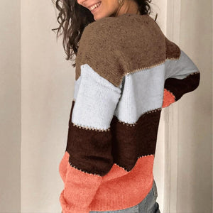 Autumn V Neck Button Open Stitch Sweater Jumper
